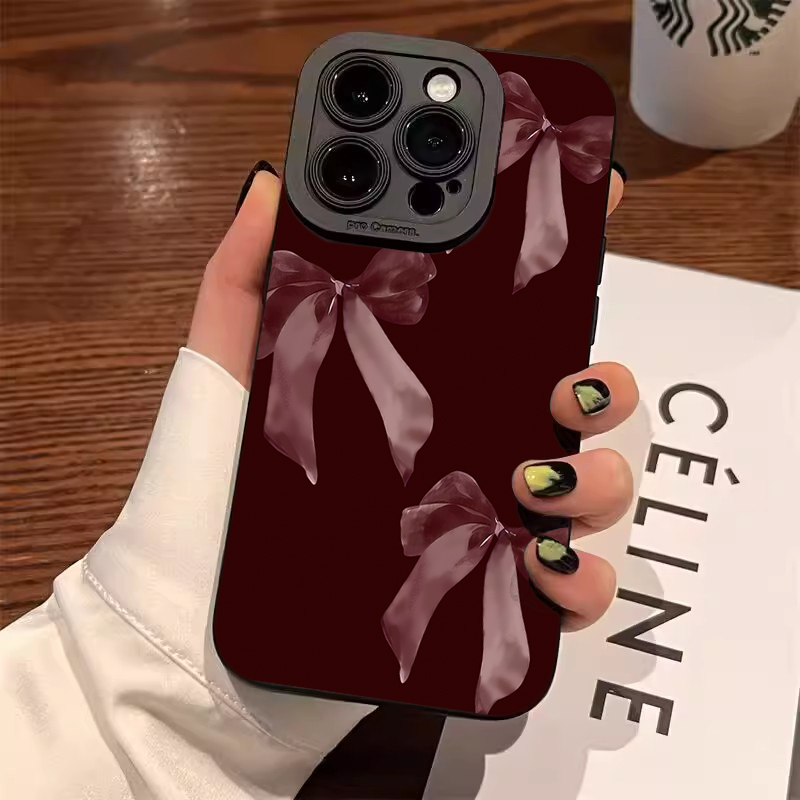 Wine & Beer Shop Photos - Wine Red Bowknot Pattern Soft Phone