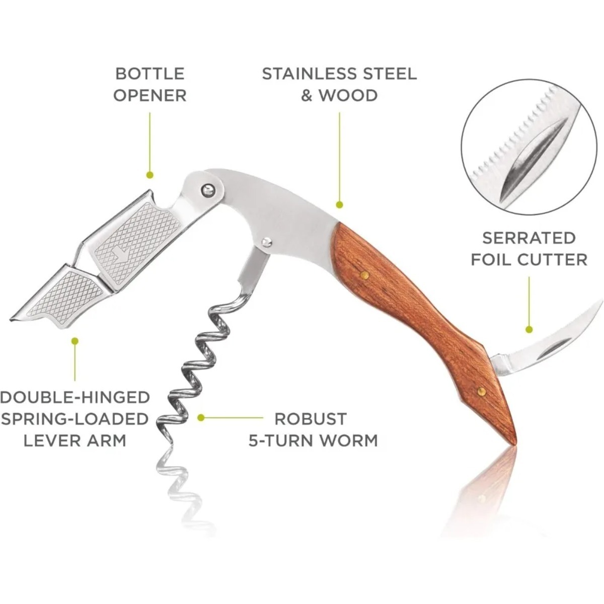 Durable Stainless Steel & Wood - Cork Screw Lever recension och pris